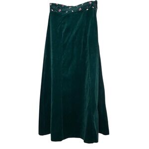 Vintage Eyes‎ Right Green Velvet Maxi Skirt 7 /10 Christmas Y2k Preppy Holiday